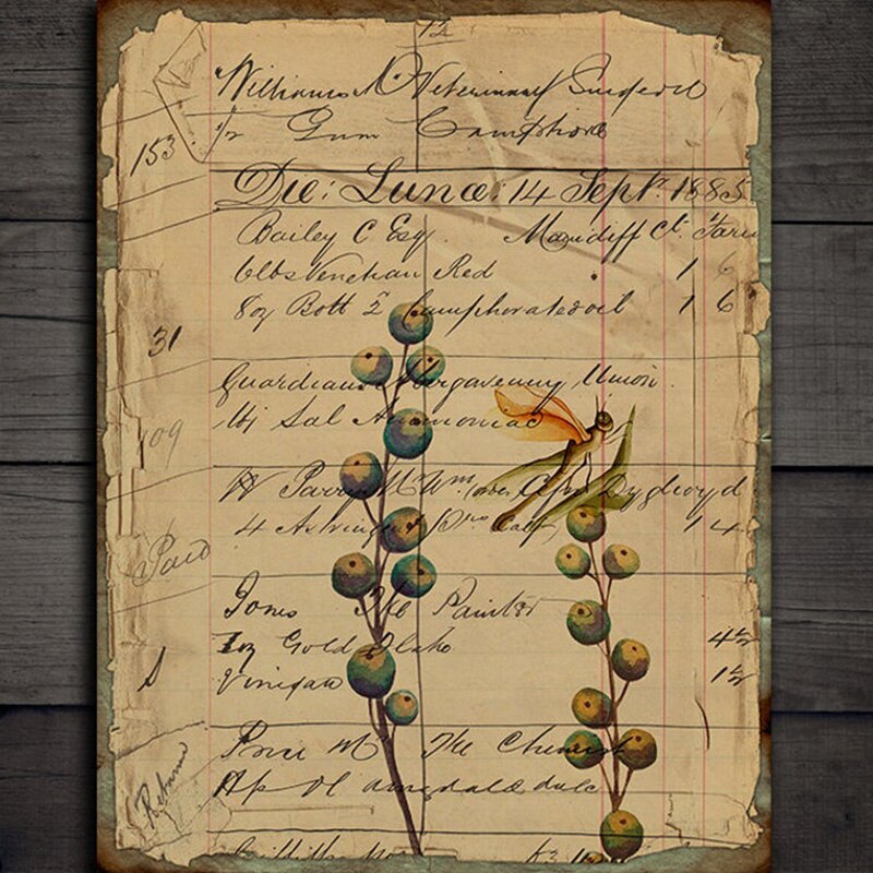 Junk Journal Large Size Retro Backing Material Decorative Paper DIY Scrapbook English Newspaper Plant Craft Decorative Paper