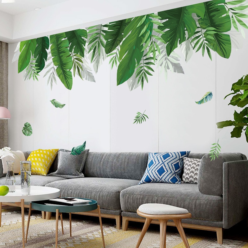 Tropical Plants Banana Leaf Wall Stickers for Living room Bedroom Background Wall Decor Vinyl Wall Decal Home Decor Wall Posters