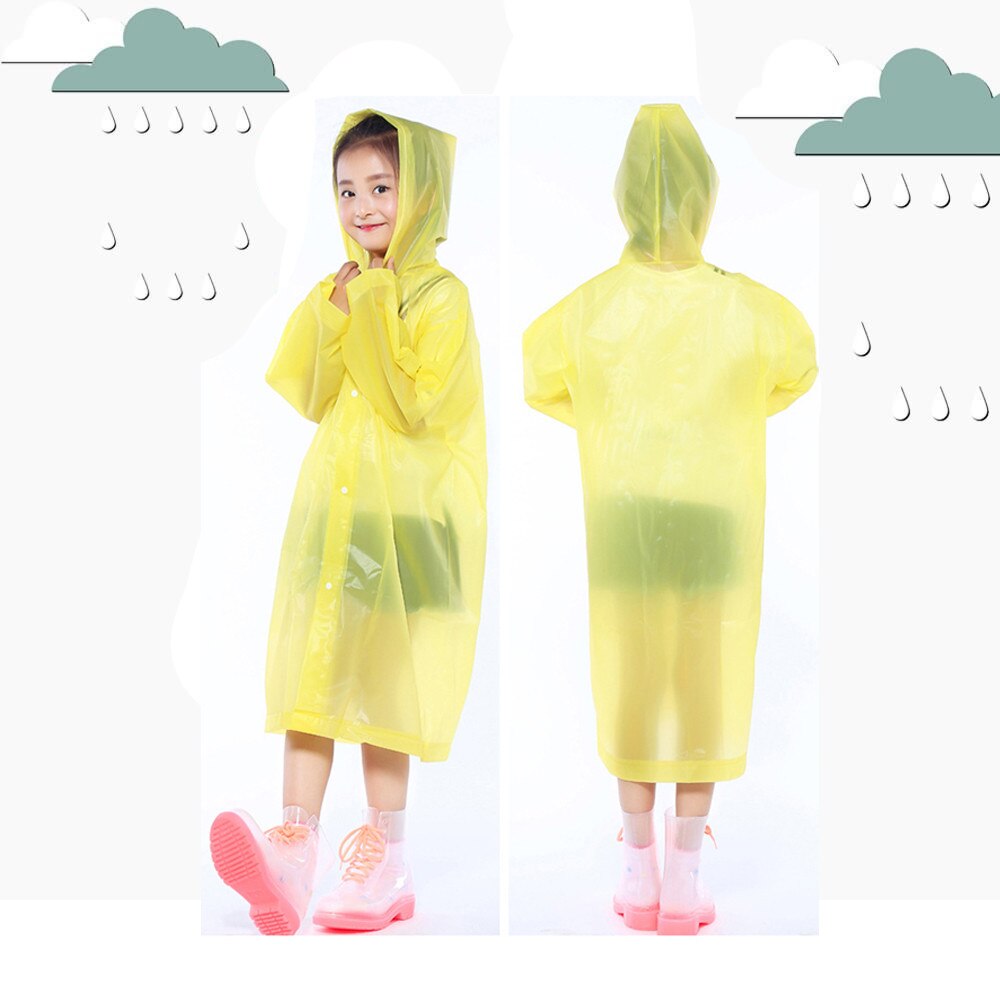 Regenjassen Dikker Eva Draagbare Herbruikbare Kinderen Regen Poncho Voor 6-12 Jaar Jongens Meisjes Regenjas Roupa Infantil: Yellow 