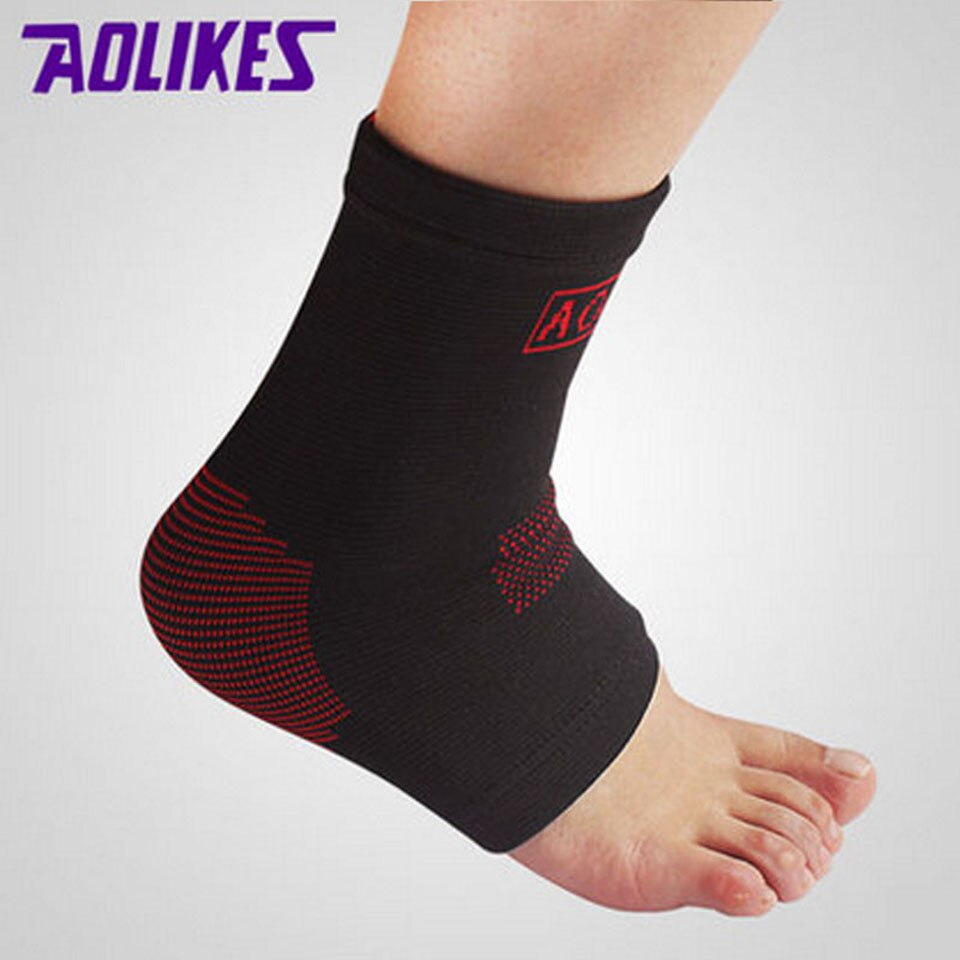 Aolikes 1Pcs Nylon Super Elastische Enkel Ondersteuning Basketbal Running Fitness Ademend Enkel Beschermen Bergbeklimmen Brace: Black