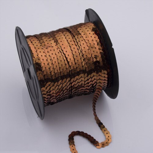 6mm lâche rond plat Sequin sur garniture couture Paillettes Paillettes ruban cordes pour vêtement accessoire bricolage artisanat Art décoration 5 yard: Coffee