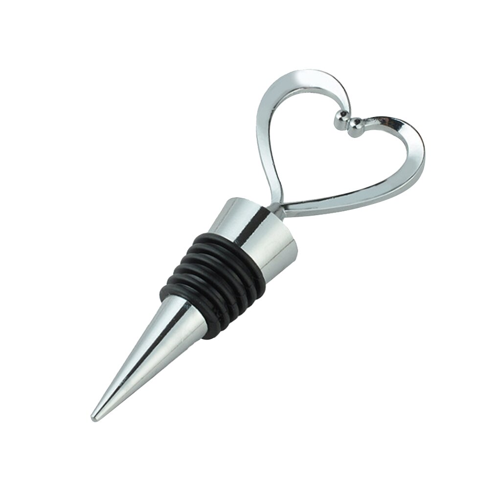Heart Shaped Red Wine Champagne Wine Bottle Stopper Valentines Wedding Reusable Stopper Silver/Gold: No.1