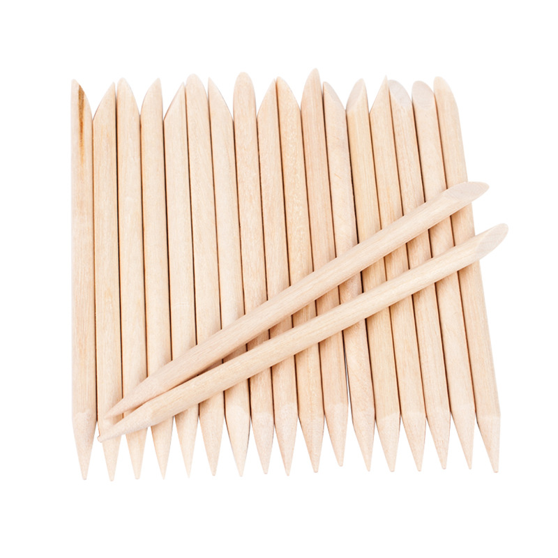 Juego de palitos de madera naranja para quitar cutículas, herramientas para manicura, 4 tamaños diferentes, 100 Uds.