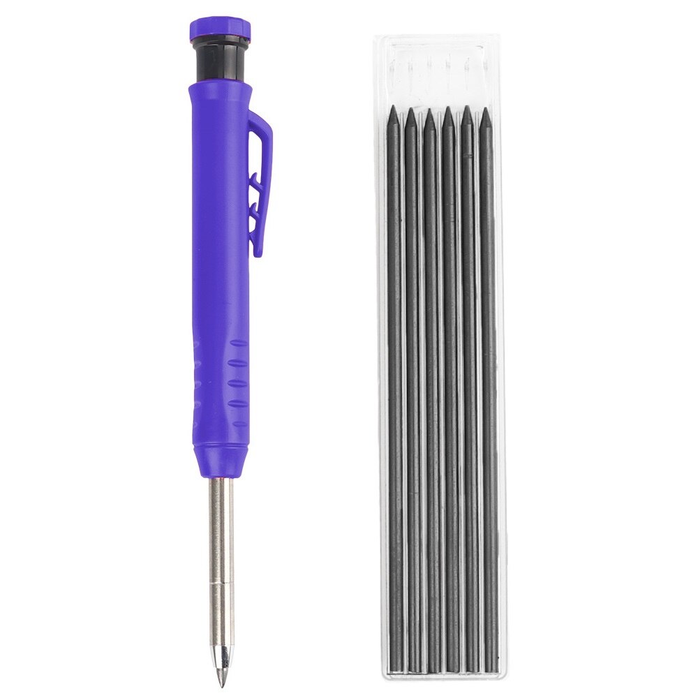 Solid Carpenter Pencil Set with Refill Leads Built-in Sharpener Deep Hole Mechanical Pencil Marker Tool Woodworking Marker Set: A6
