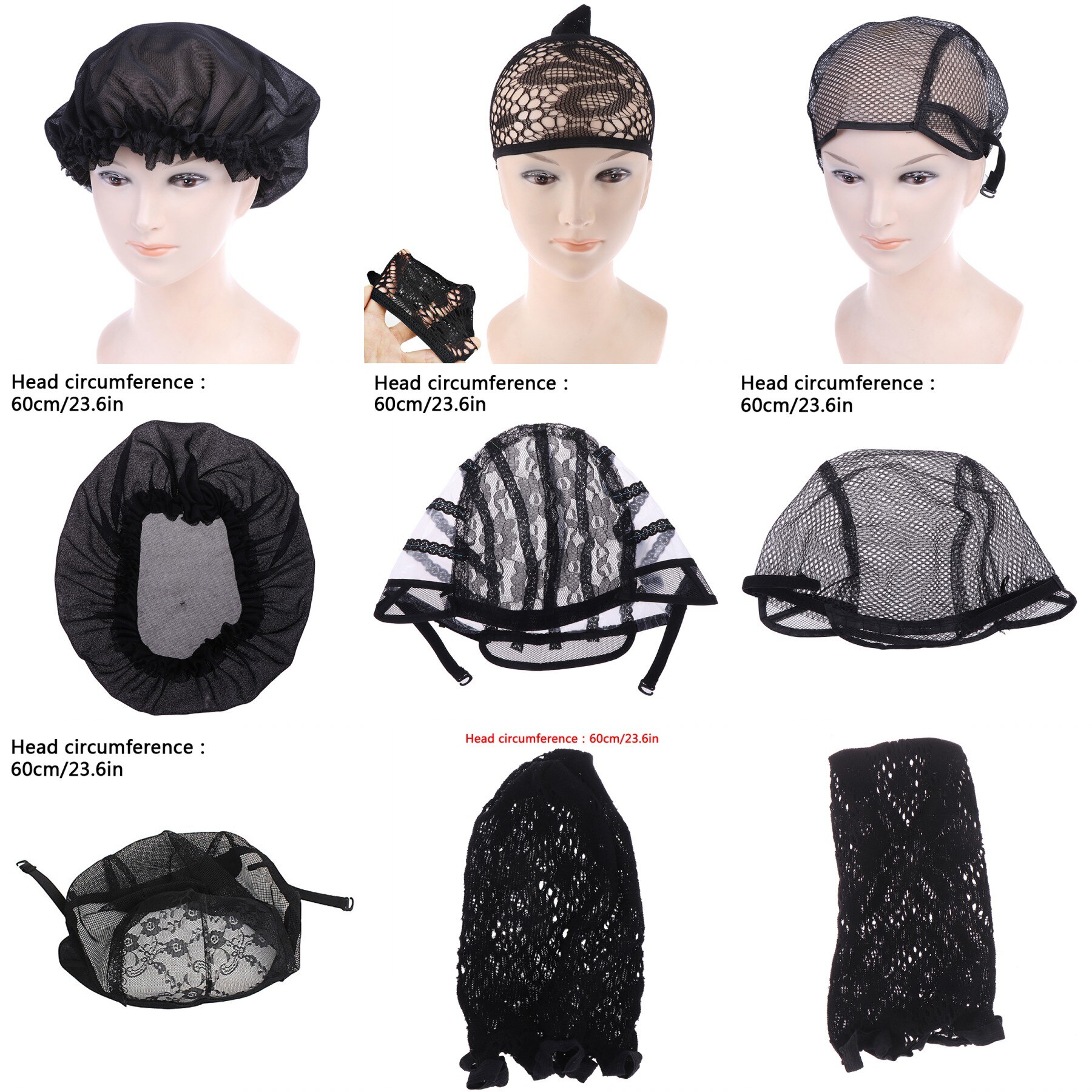 6 Style Glueless Wig Caps Hair Net Hairnets Lace Wig Cap For Making Wigs With Adjustable Strap On The Back Weaving Cap