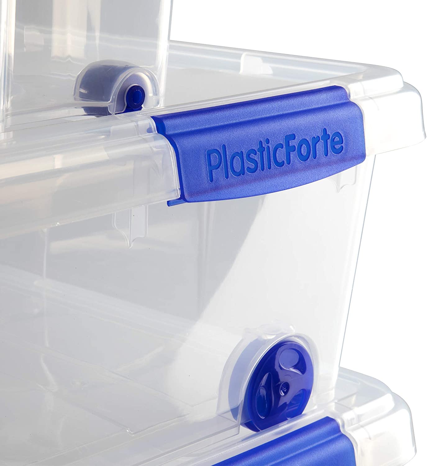 PLASTIC FORTE - Caja de ordenación N2,con Capacidad de 25 litros, sin Ruedas, Especial para la organización del hogar, con Cierres herméticos a los Laterales, Transparente