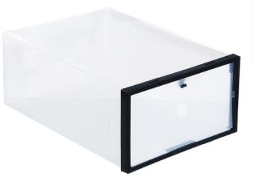 2PC Shoe Organizer Shoe Storage Box Plastic Shoe Box Transparent Rangement Chaussure Shoe Cabinet Make Up Organizer Plastic Box: black shoe organizer