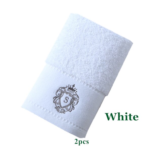 2Pcs 5 Sterren Luxe Hotel Satijn Handdoek Badkamer 100% Katoen Paar Douche Voor Thuis 35*78 Cm wit Blauw Grijs 3 Kleur Handdoek: WHITE