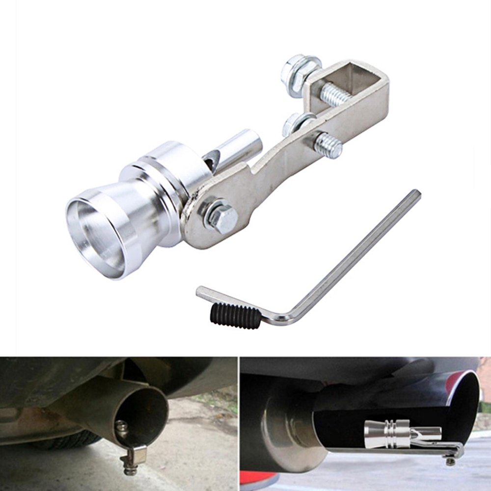 Turbo lyd fløjte udstødningsrør udstødning afblæsningsventil aluminium sølv 10.2 × 1.8cm s