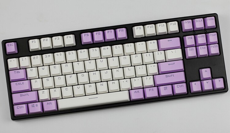 Cherry Vlossom Theme Top Printed 104 Key Keycaps Keys Caps Set for Mechanical Keyboard for Gaming Mechanical Keyboard: Purple White