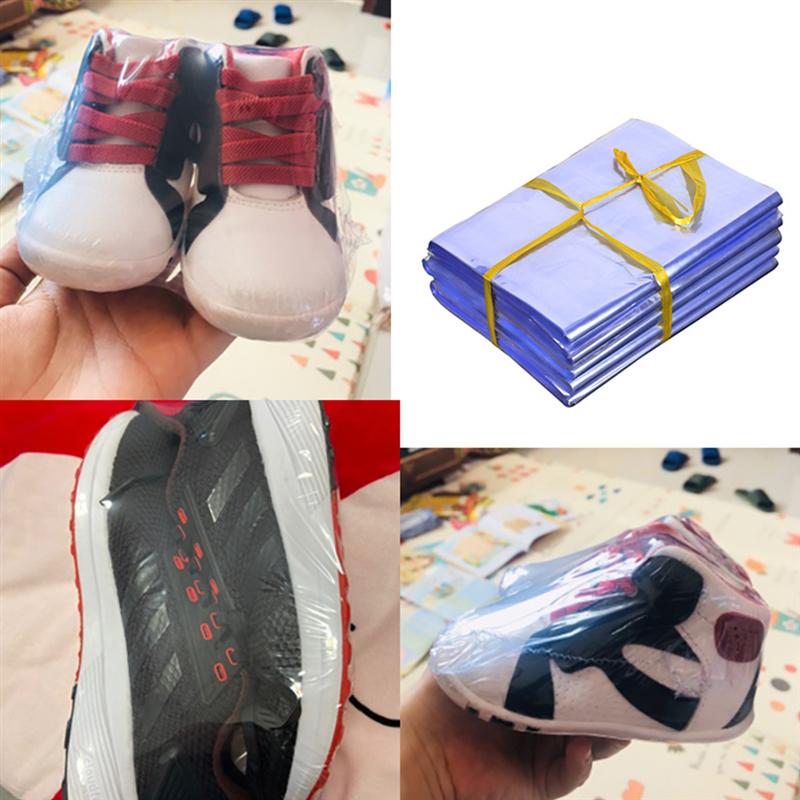 Cubierta antipolvo para zapatos, bolsas de película retráctil de PVC para embalaje de zapatos al aire libre, sellado térmico, 100 Uds.
