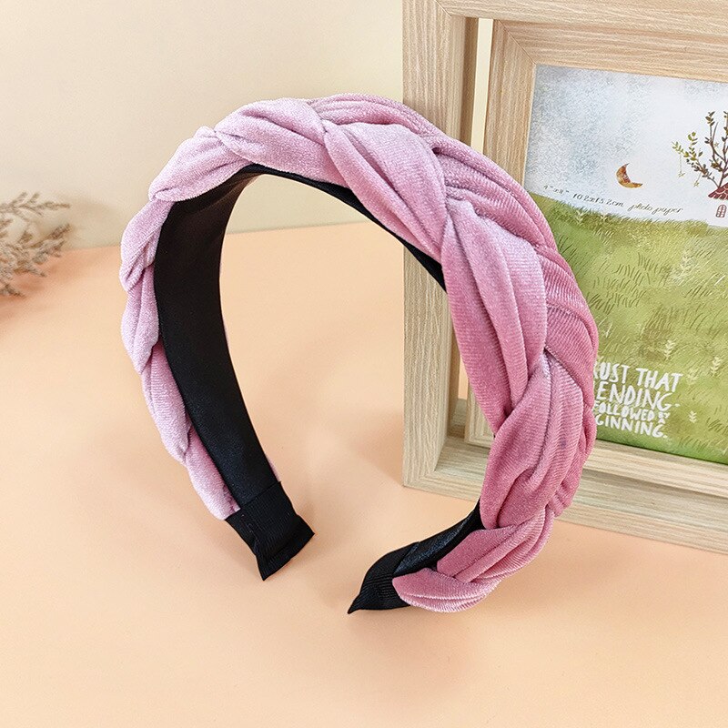 Nova moda feminina bandana larga lateral hairband cruz nó trança adulto turbante macio flanela acessórios de cabelo: as picture 2