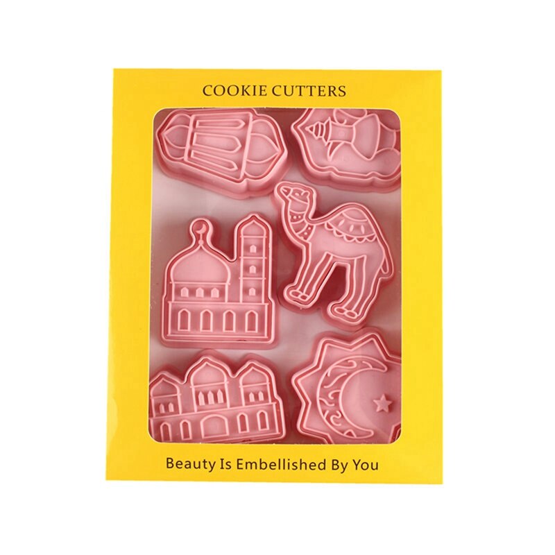 QIFU Eid Mubarak Camel Moon Star Biscuit Mold Cookie Cutters Set Ramadan Islamic Muslim Party Cake Baking Tools Cookies Decor: 6pcs