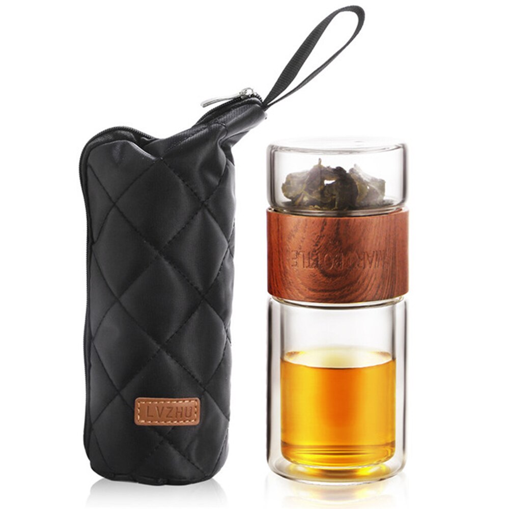 200ml glass vannflaske med posere høy borosilikat dobbelt te vannflaske infusjonstumbler drinkware smarte flasker te filter: G314634