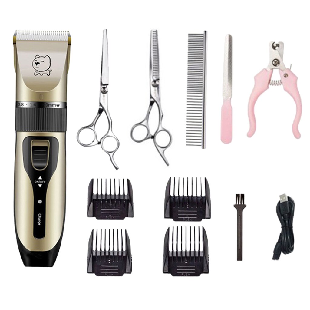 Draagbare Draadloze Hond Tondeuse Kit Pet Dier Elektrische Scheermes Trimmen Tool Met Afneembare Keramische Mes: Package 5