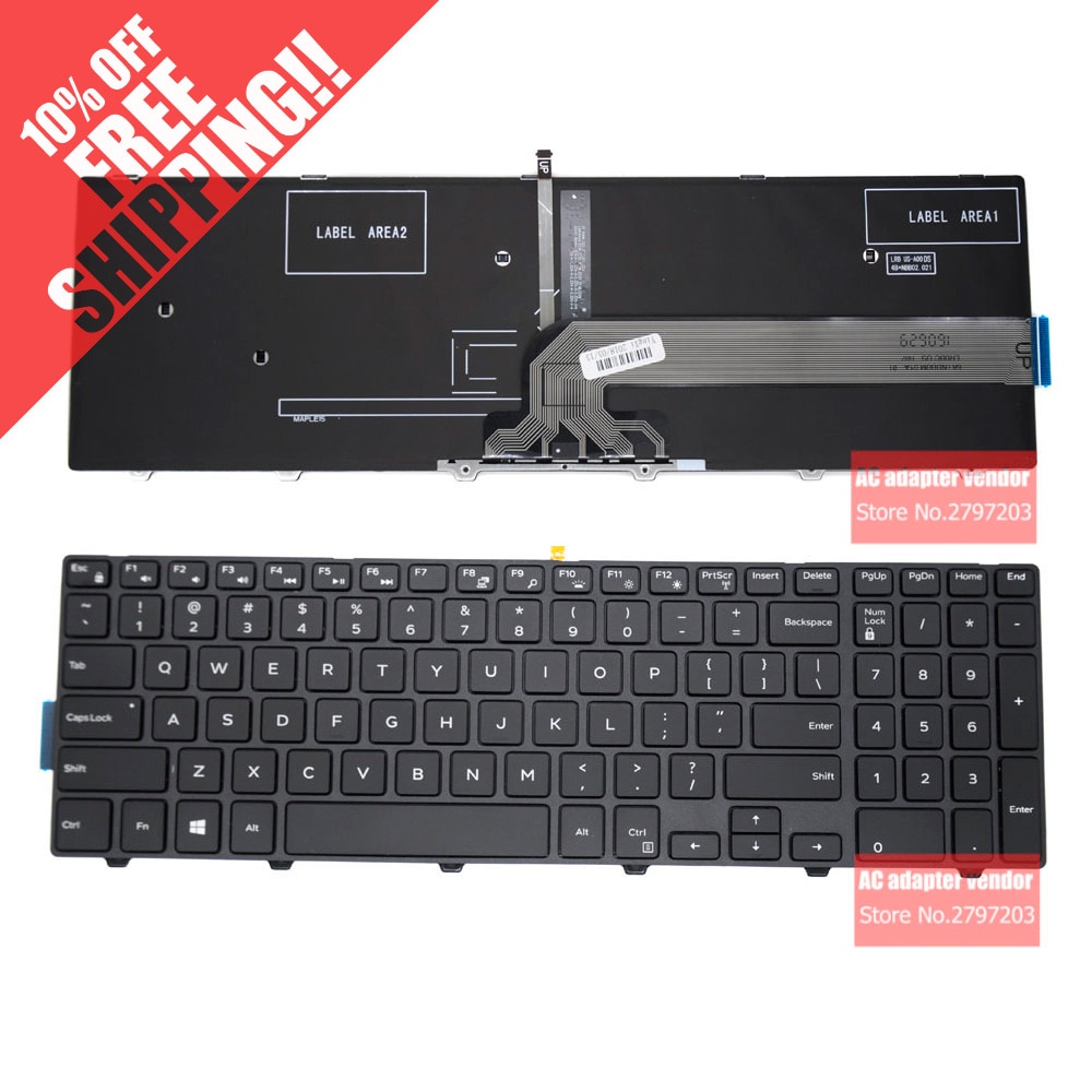 Replace FOR Dell Inspiron 15 3000 5000 3542 5547 5577 7559 backlight laptop Built-in keyboard