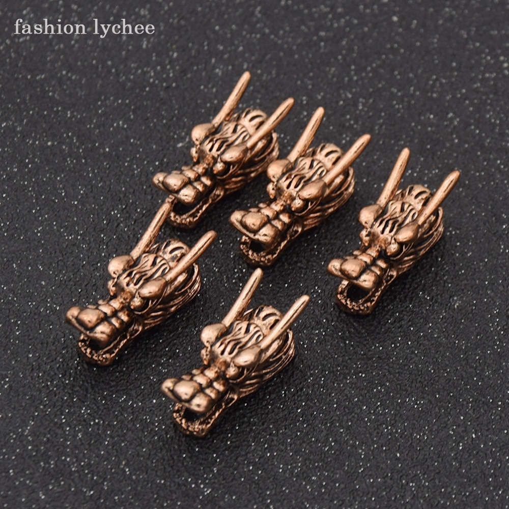 lychee 5 stks Vintage Metal Dragon Hoofd Dreadlock Kralen Tube Voor Vrouwen Haar Fasten Haar Sieraden Accessoires