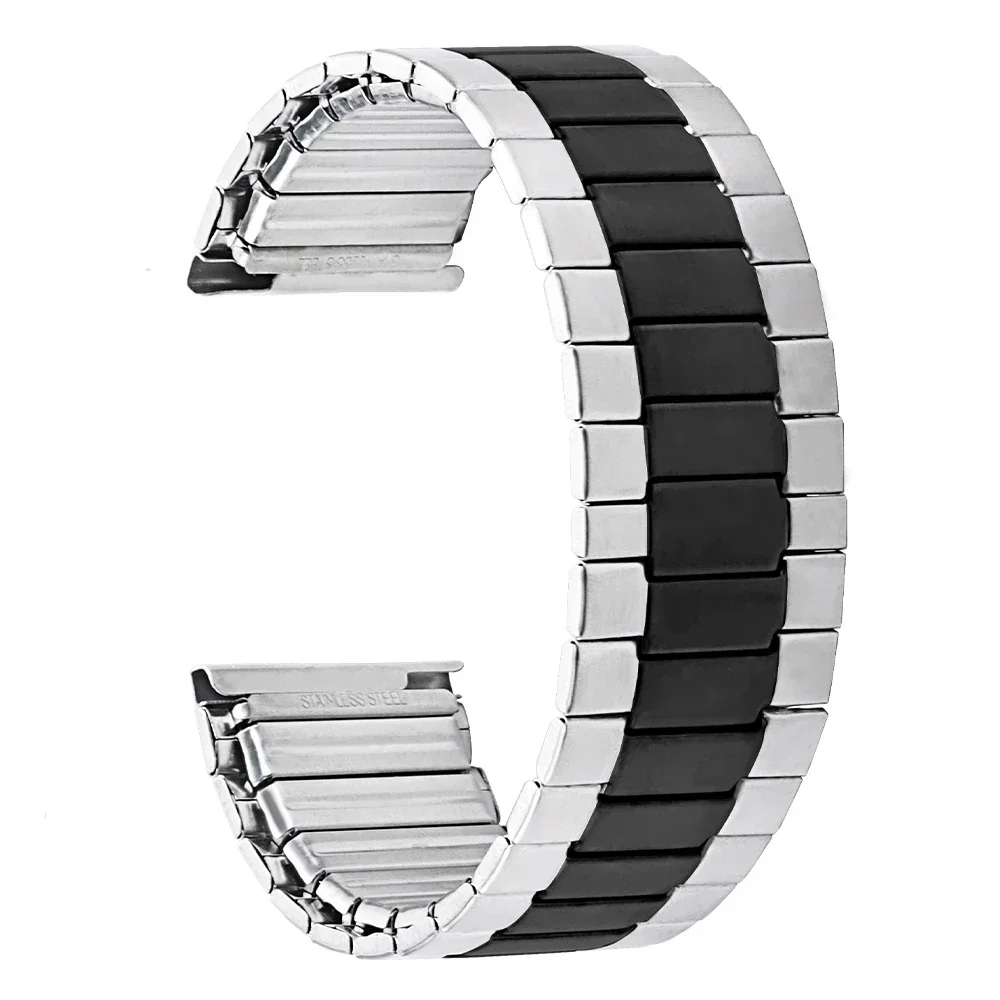 Correa de acero inoxidable de 22mm, correa elástica de reloj, pulsera de Metal, cinturón de repuesto Universal para hombres y mujeres, accesorios de relojes: M / Blue pink