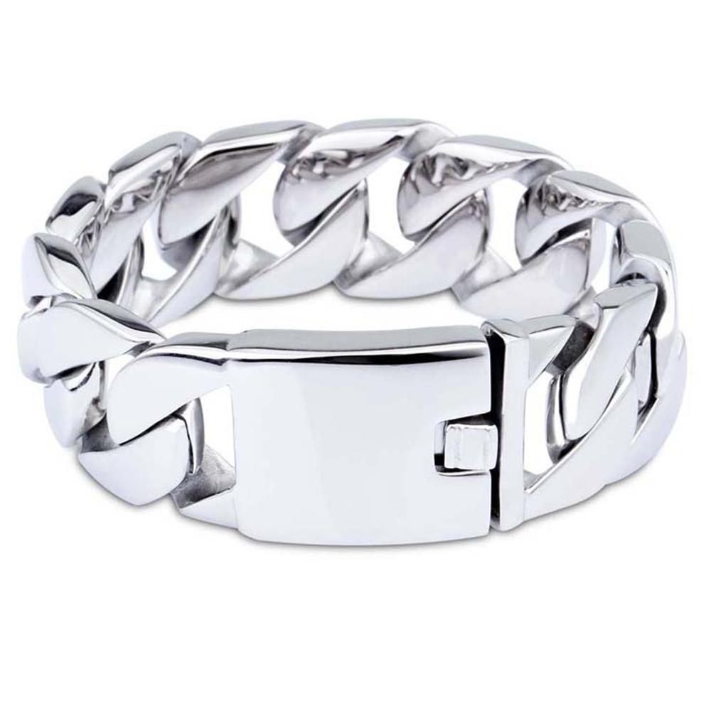 32mm*24cm heren zilveren kleur hoog gepolijst 316l roestvrijstalen curb cubaanse schakelketting armband sieraden