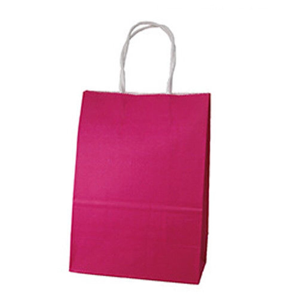 Kraftpapir poser stand up poser børnefest fødselsdag mad papir kraft segl pakning behandle bryllup taske forsyninger med håndtag: Rosenrød