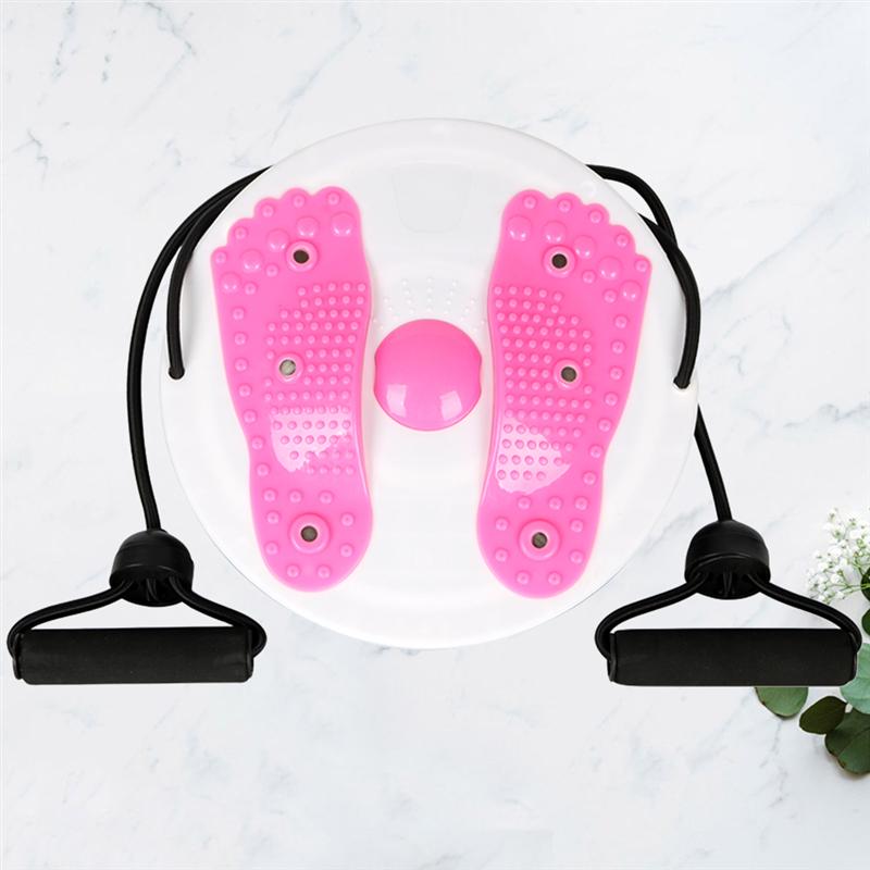 Kvinner kroppsforming og midje vrimaskin fitness twister plate vribrett med tau (rosa)