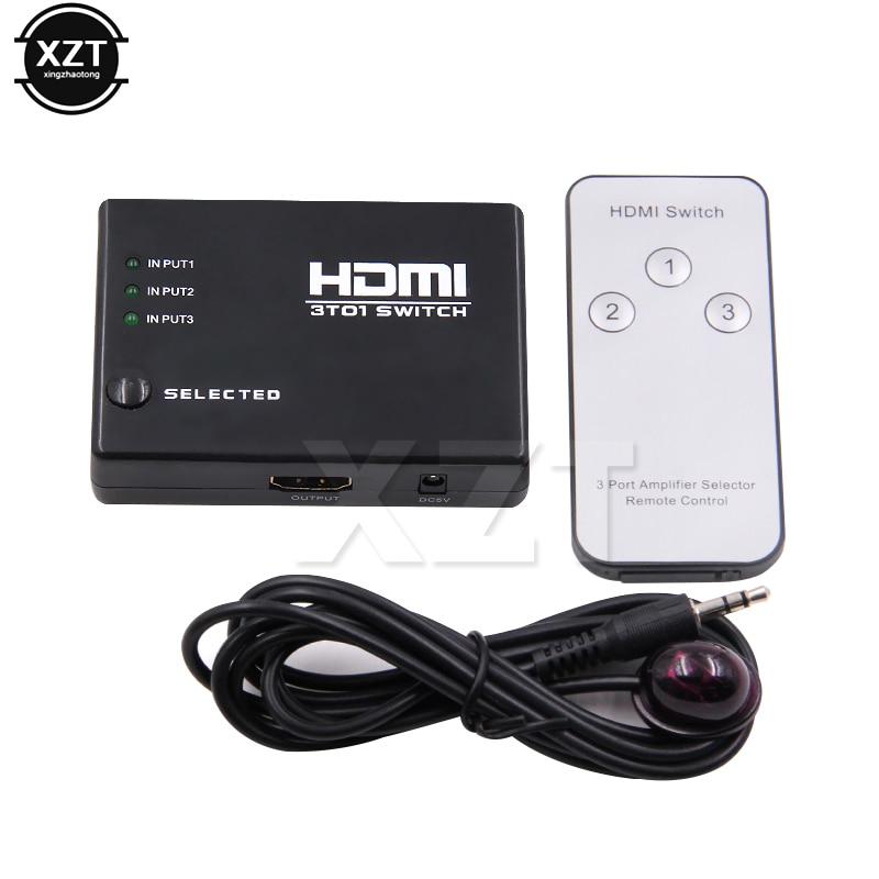 Remote Hdmi Switcher 3 In 1 Out Port Hdmi Switch Adapter Box Hdmi Splitter 1080P Voor PS3 360 Xbox hdtv Dvd Ir Afstandsbediening