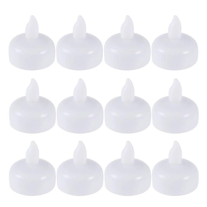Waterproof Decorative Small LED Floating Candles for Wedding Party SPA Bath: 12Pcs Warm White