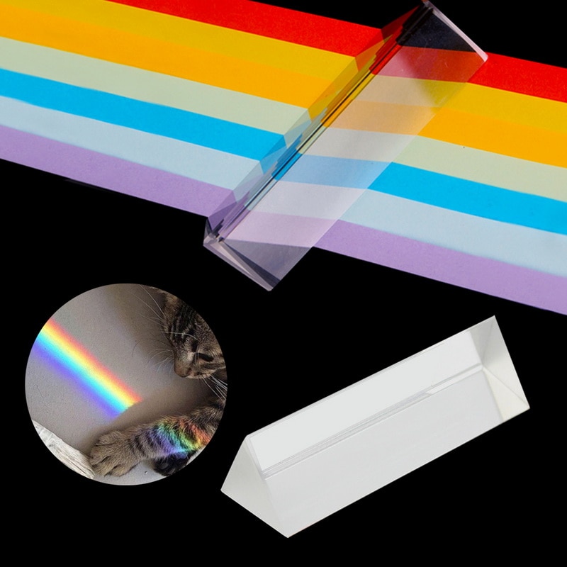 Prisma Triangular BK7 de 25x25x80mm prismas de vidrio ópticos enseñanza de Física refractado espectro de luz Arco Iris niños estudiantes presentes