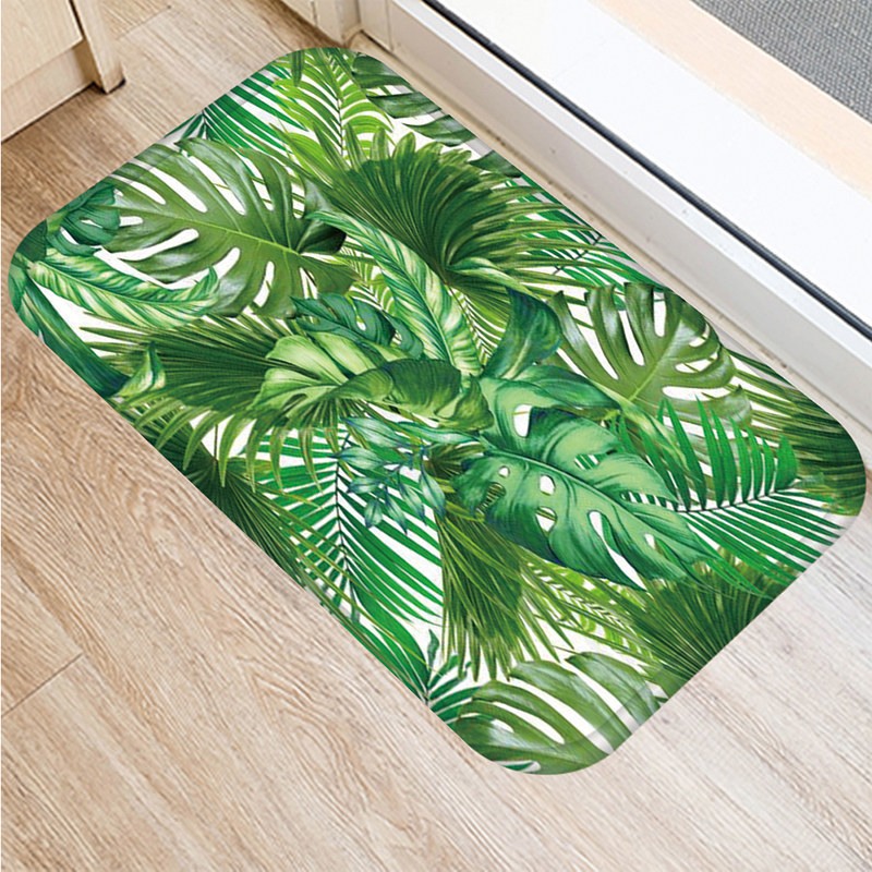 Tropisk monstera mønster køkken indgang 40*60cm dørs måtte koral fløjl tæppe dørmåtte indendørs gulvmåtter skridsikker tæppe 48233: 2dd-48233-004