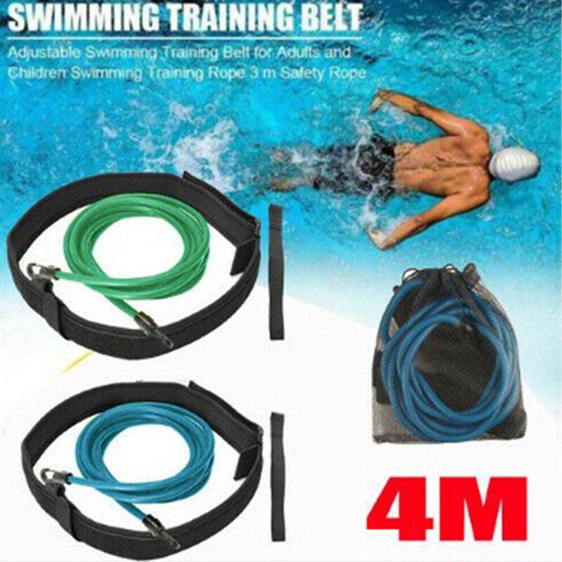 1Set 4M Verstelbare Swim Training Weerstand Elastische Riem Tether Elastisch Touw Band Veiligheid Zwemmen