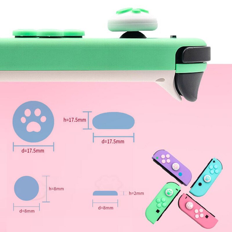 Thumb Stick Grip Cap ABXY Key Sticker Joystick Button Protective Cover Nintend Switch Joy-con Controller Skin Colorful Case