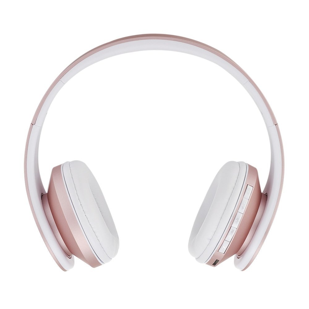 Wireless Bluetooth Headphone Rose Gold Stereo Bass Headset Big Headphones with Mic TF FM Noise Canceling Wireless Headphones