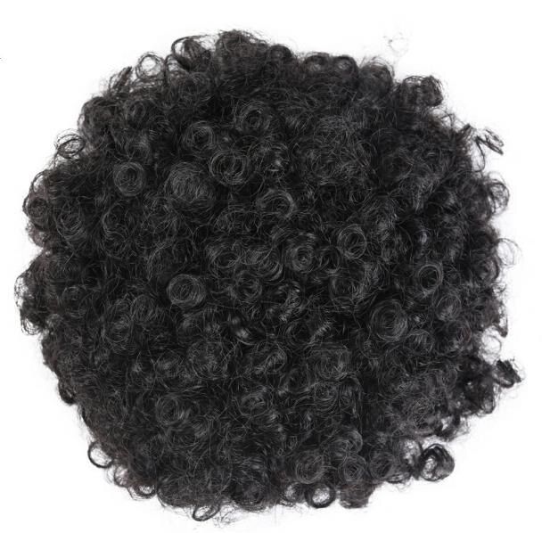 Blice 9inch Synthetic Curly Hair Ponytail African American Short Afro Synthetic Drawstring Puff Ponytail Hair Extensions: #1B