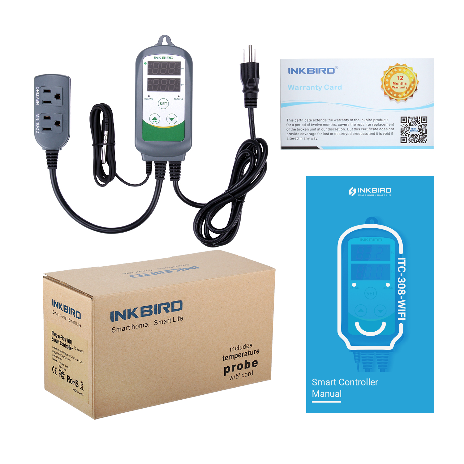 INKBIRD ITC-308 Wifi Digitaler Temperaturregler APP Ferngesteuerter Thermostat für das Brauen von Gärungen und Zucht