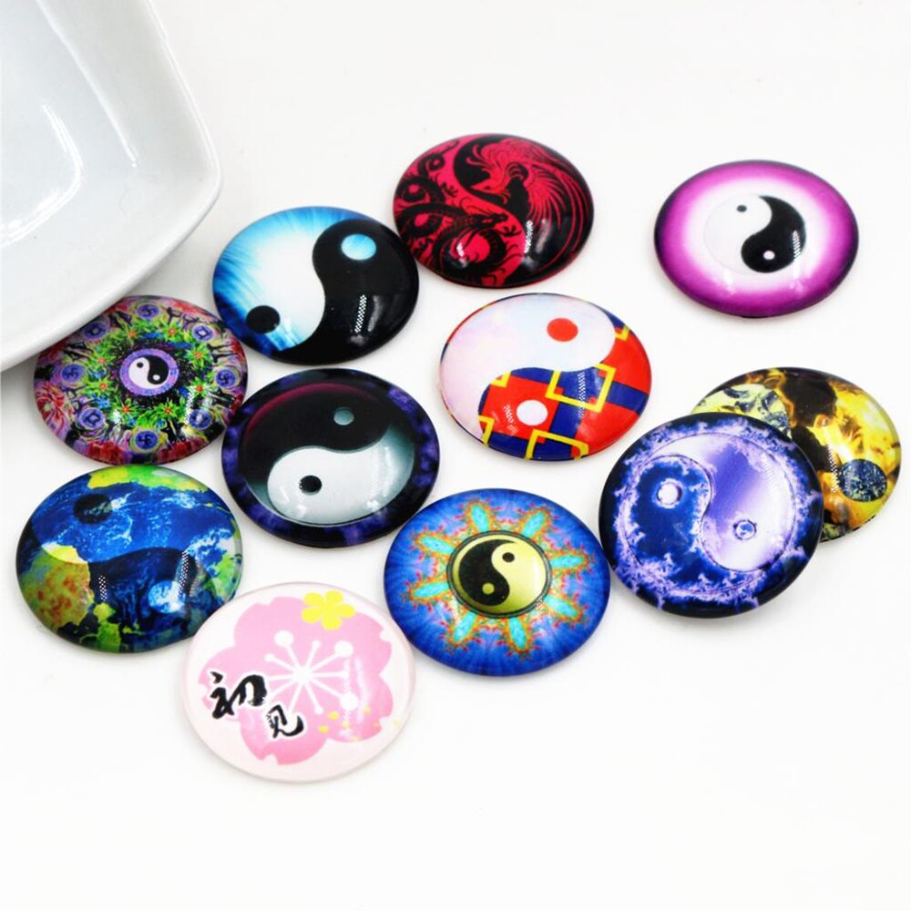10pcs 25mm Mixed Cat Cut Handmade Photo Glass Cabochons Pattern Domed Jewelry Accessories Supplies: F2-65