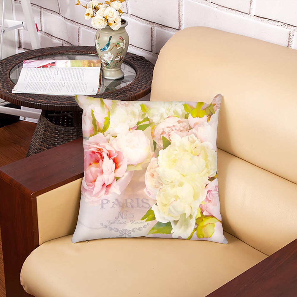 45 x 45cm 1 blomst farverig sofa pudebetræk pink pudebetræk pudebetræk hjemme sovesofa stol dekoration 17.72x 17.72 tommer