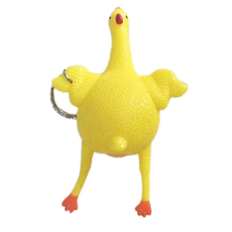 1pc mini-schlüsselanhänger, scherzartikel, anti-stress-hühnchen-spielzeug zur unterhaltung, weiches, eierlegendes hühner-fidget-spielzeug zum drücken