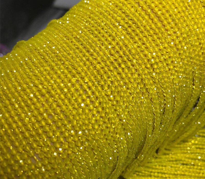 loose beads yellow spinel round faceted 2mm 14" for DIY jewelry making FPPJ beads nature gem stone