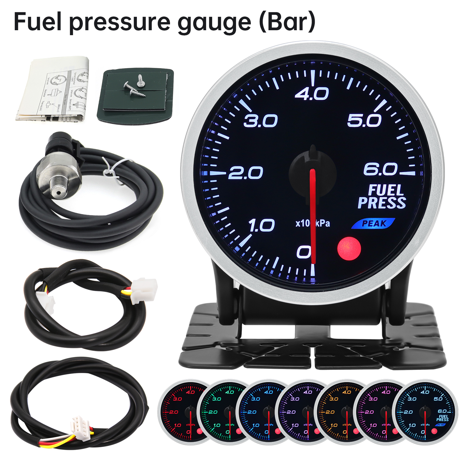52mm 8 Colors Car Gauge Oil Pressure Bar PSI Water Temp Oil Temp EGT Exhaust Temp Turbo Boost Tachometer Fuel Level Gauge Meter: Lavender