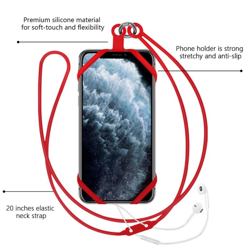 Silicone Sports Lanyards Strap For iPhone 12 Pro X XS MAX Ring Phone Holder Stand Neck Hanging Sling For Samsung Huawei Xiaomi