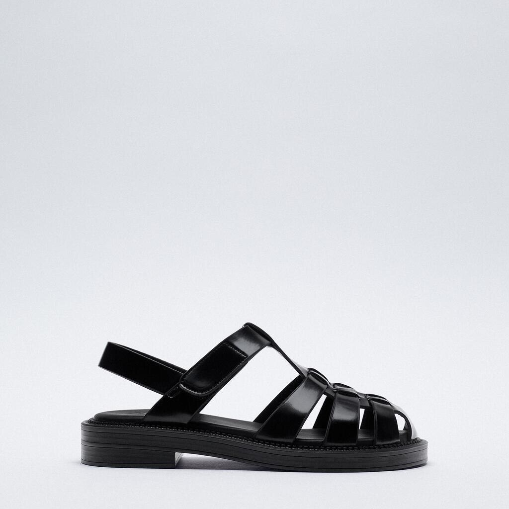 Meotina Vrouwen Sandalen Gladiator Schoenen Ronde Teen Platte Sandalen T-Strap Dames Schoeisel Zwart 40