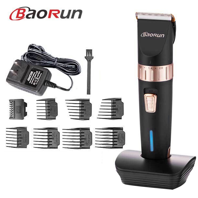 Baorun Rechargeable Men Hair Clippers Adjustable Cutting Blade Hair Trimmer Haircut Grooming Hair Cutting Tool with 8 Combs