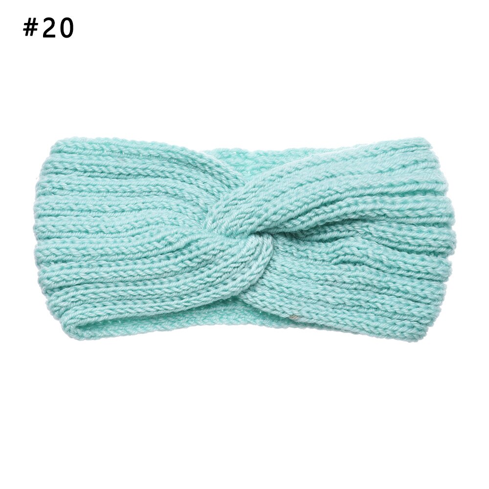 Bandeaux en laine tricotés au Crochet | Bandeaux d'hiver pour femmes, style bohémien, tissage croisé fait à la main, et solide: 20
