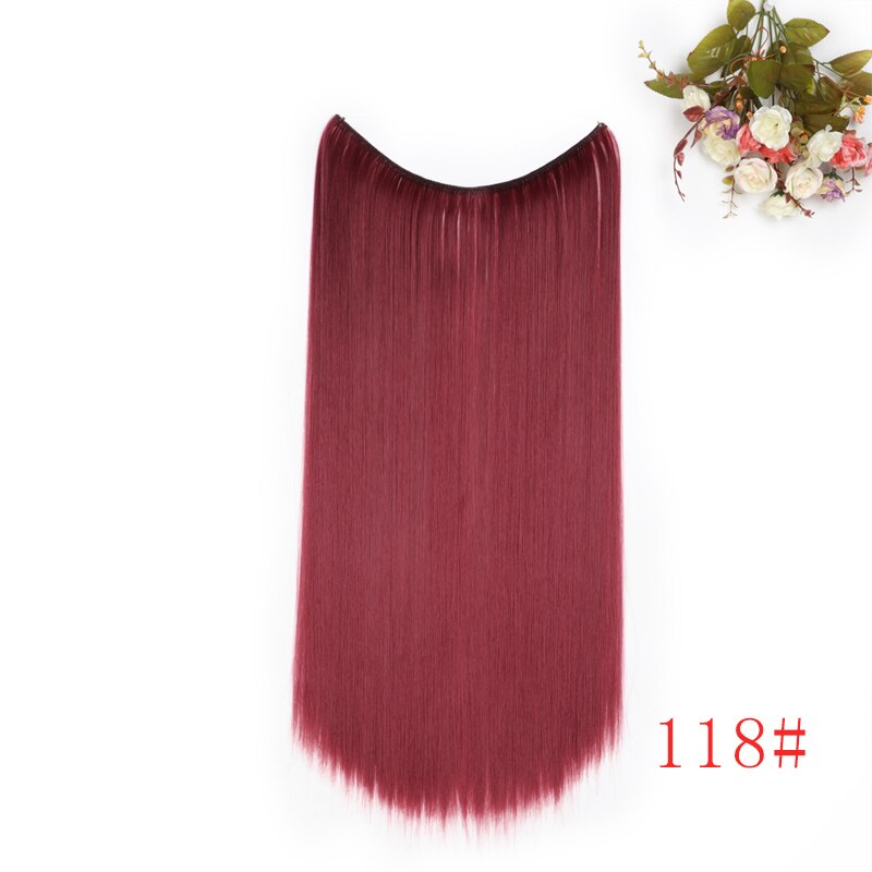 MERISI HAIR 24" Invisible Wire No Clips In Hair Extensions Secret Fish Line Hairpieces Synthetic Wavy Hair Extensions: Z118