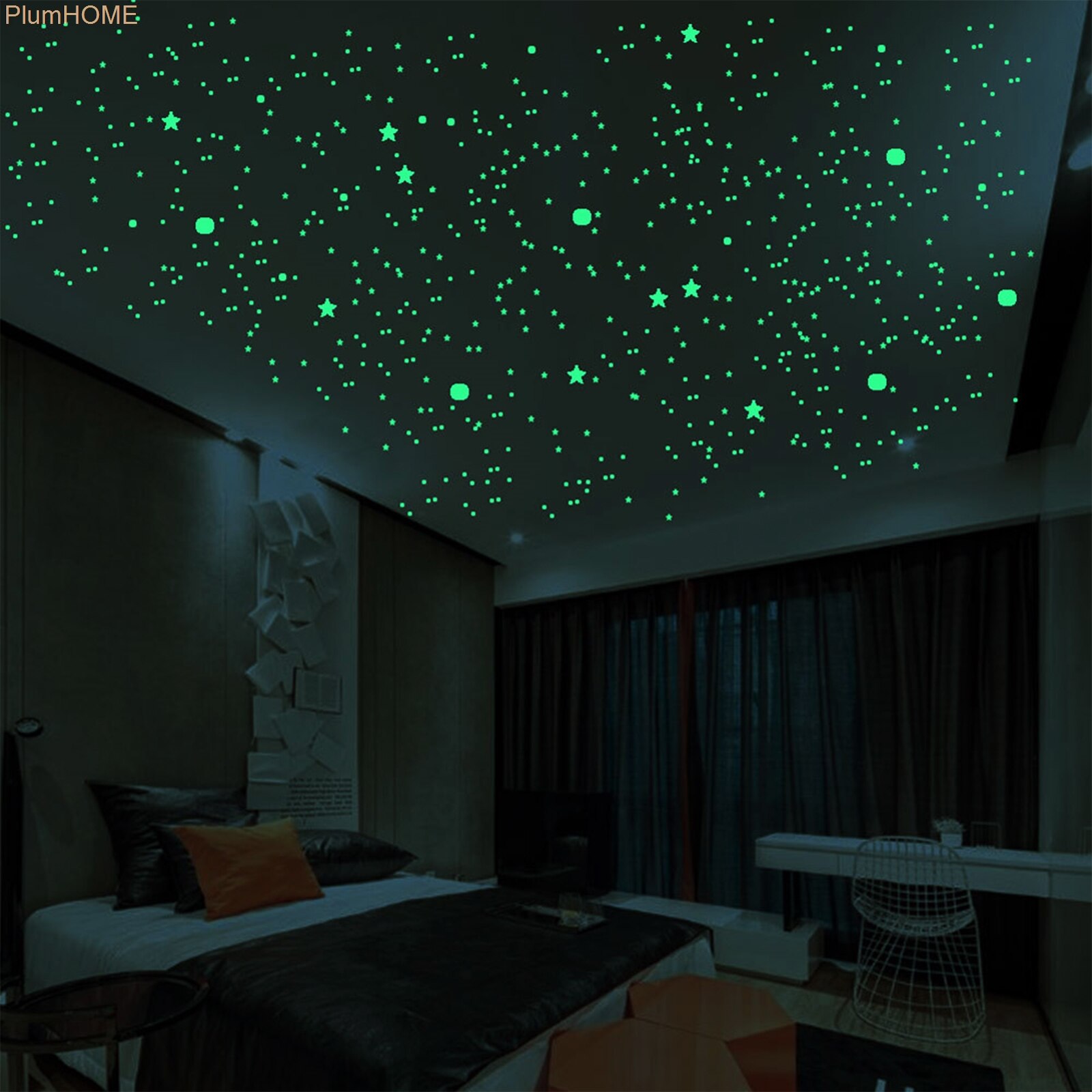 Glow In The Dark Sterren En Dots Stickers, 413Pcs 3D Stippen En Sterren Muurstickers Zelfklevende Luminous Muursticker