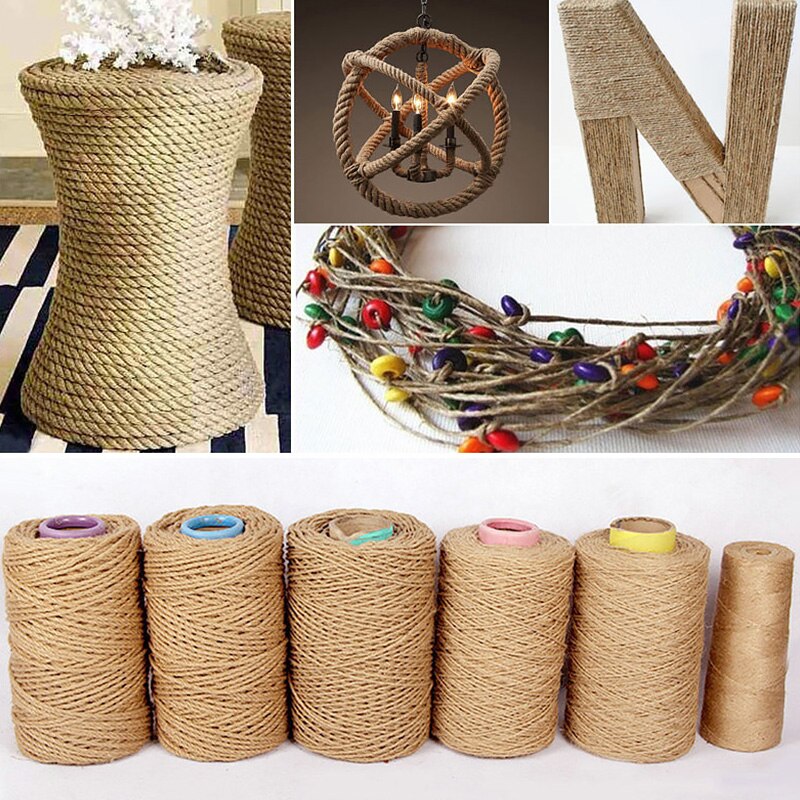1Roll 5/10m Natural Jute Linen Rope Home Decoration Retro Style DIY Craft Cord Decorative Rope 4/6/8/10mm Diameter Handmade