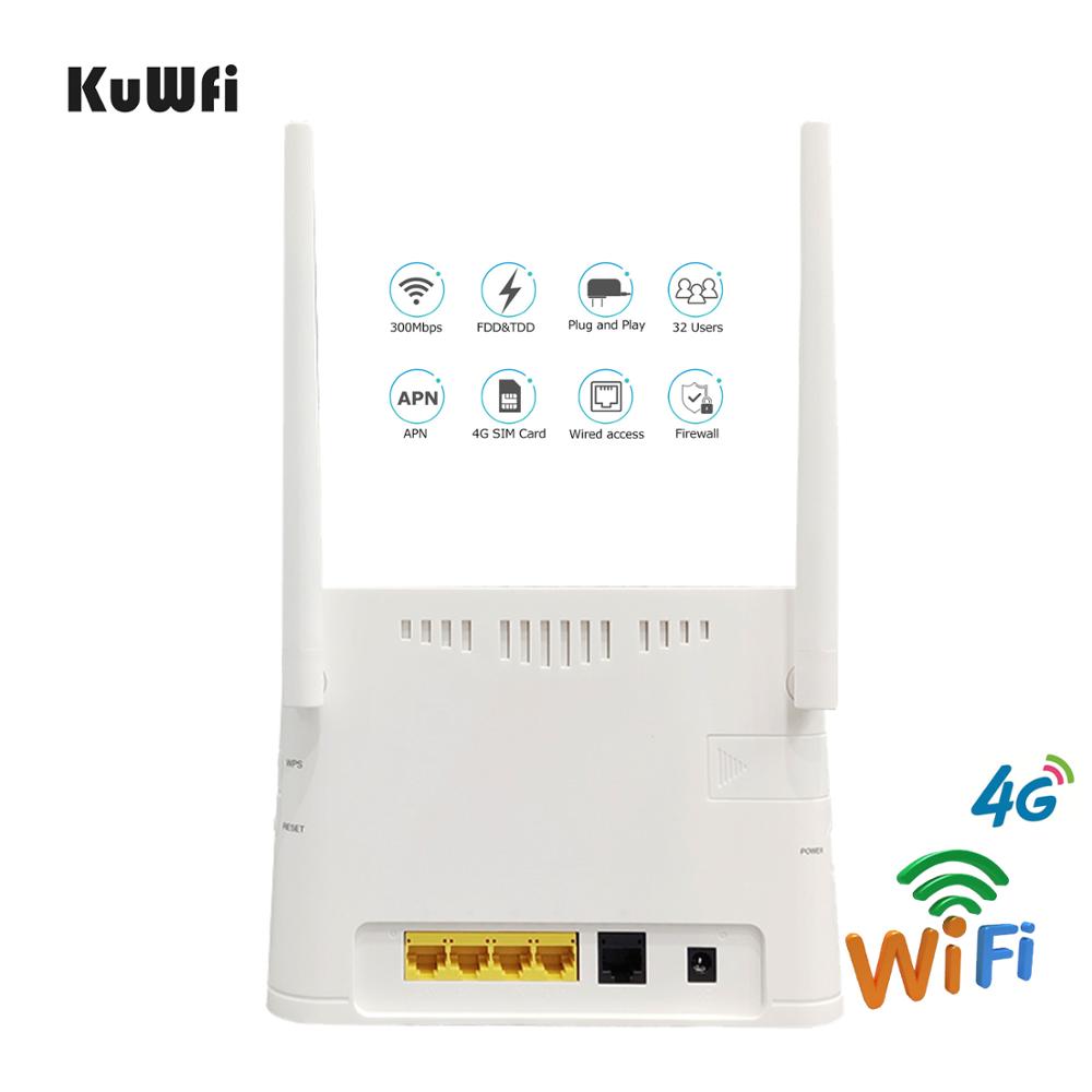 KuWFi 4G routeur débloqué 4G carte SIM routeur Wifi CAT4 150Mbps batterie intégrée sans fil CPE prise en charge 32 utilisateurs et Ports Lan RJ45