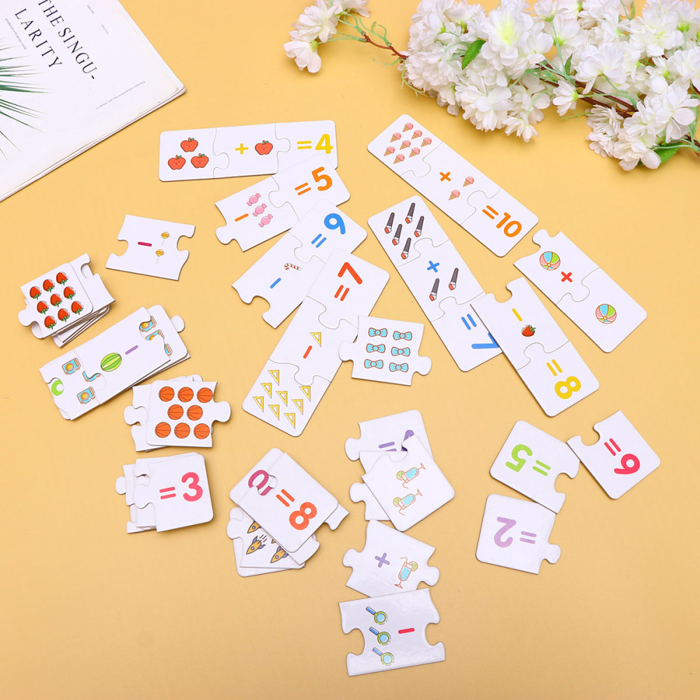 Children Paper Educational Jigsaw Puzzle Kids Early Educational Plaything (The Addition and Subtraction Series Matching Puzzle)