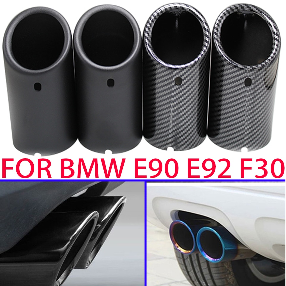 70mm Car Exhaust Muffler Tip Cover For BMW F30 E92 E90 3 Series GT 325i 328i 2006 2007 Stainless Steel