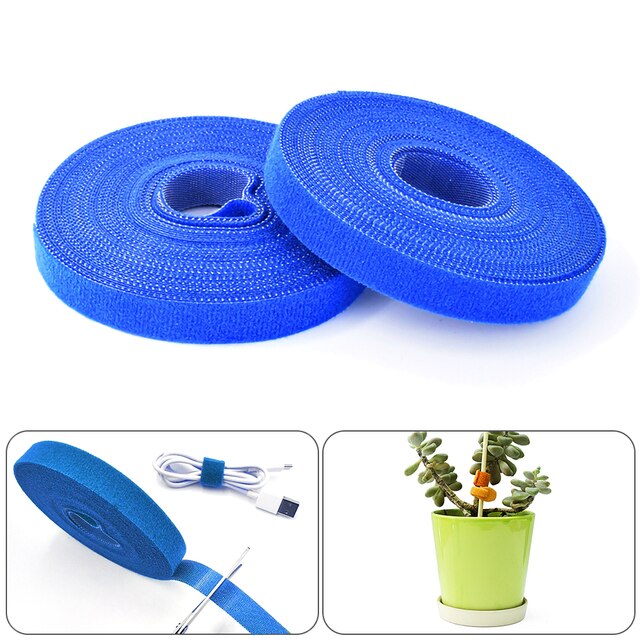 Fascette per piante 15mm x 5 metri verde-Velcro legante per piante adesivo e giardino tien lants cavo fiore cetriolo uva Rattan titolare: Blu